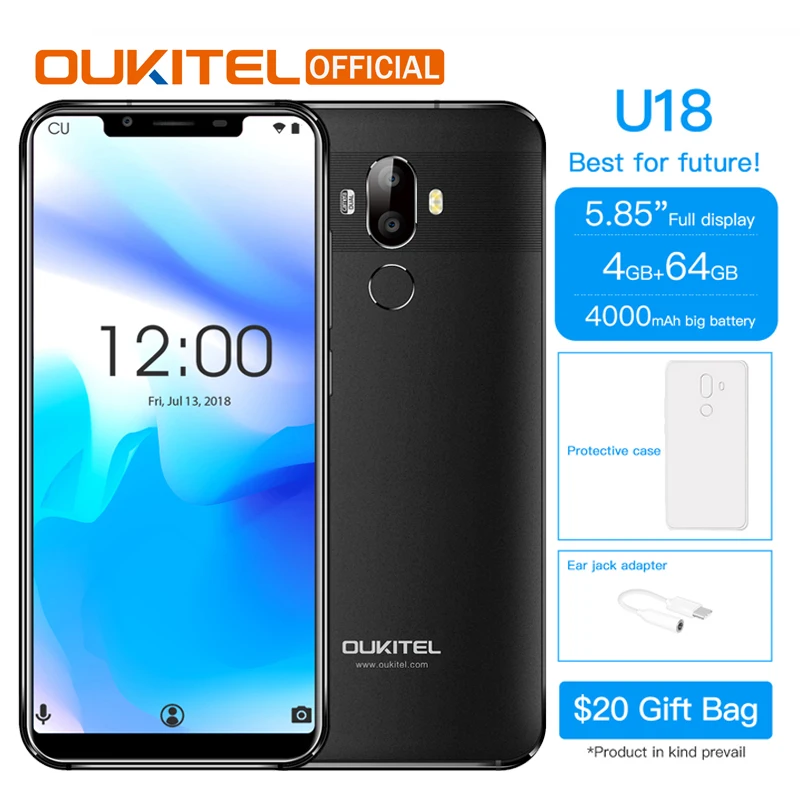 OUKITEL U18 5,8" полный дисплей Мобильный телефон MT6750T Восьмиядерный Android 7,0 4G ram 64G rom 4000mAh распознавание лица сканер отпечатков пальцев Смартфон