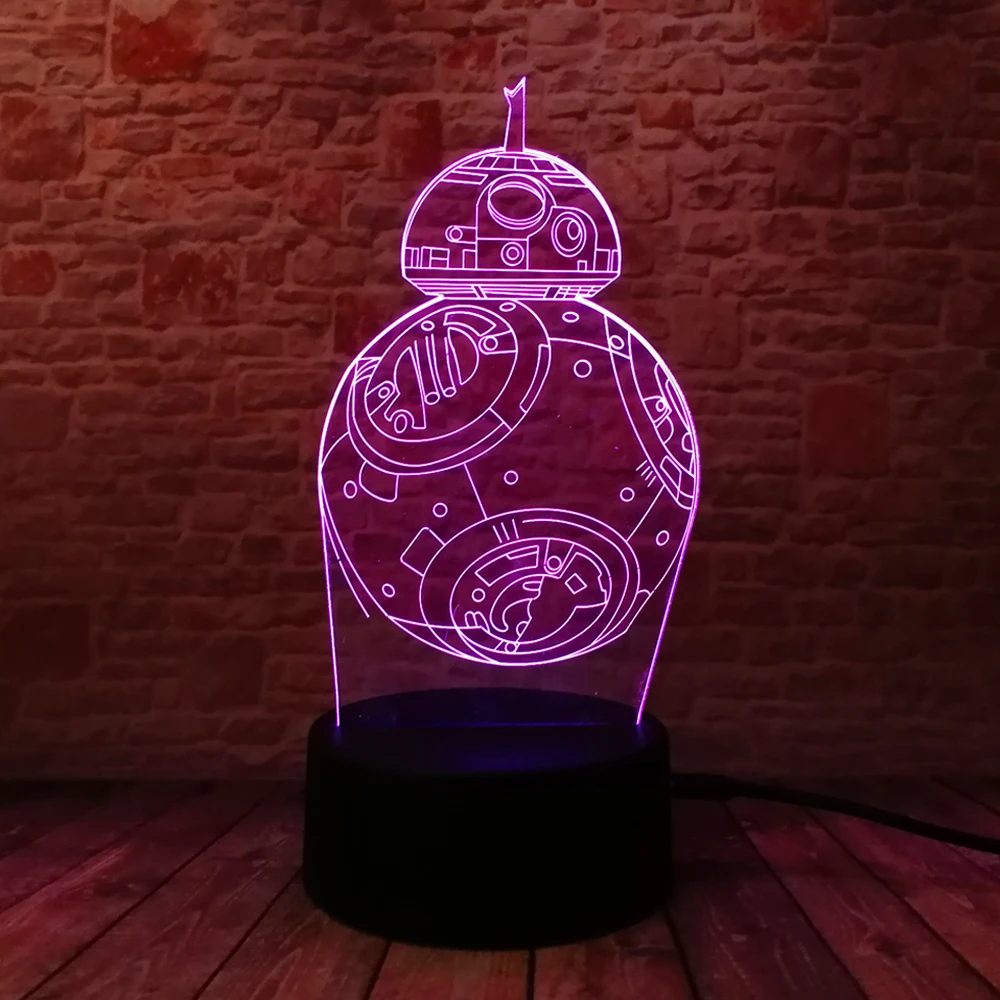 Звездные войны Legends BB 8 Робот 3D светодиодный Ночной светильник 7 цветов меняющее