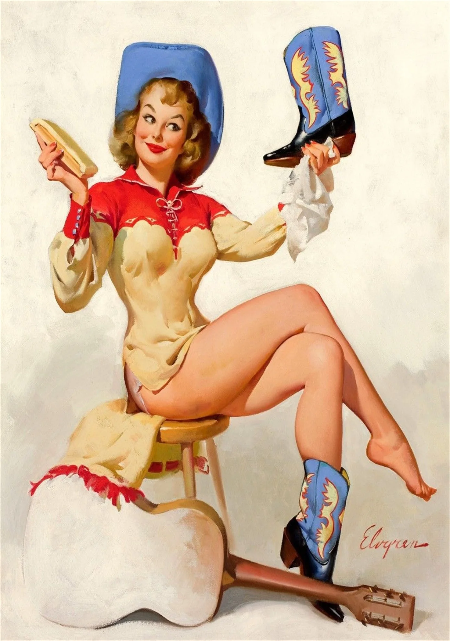 Цирк ковбои Pin Up девушка поп арт агитация Ретро Винтаж крафт плакат декоративный