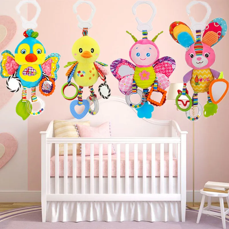 Детская коляска погремушка вручающая милая плюшевая кукла в виде животных для