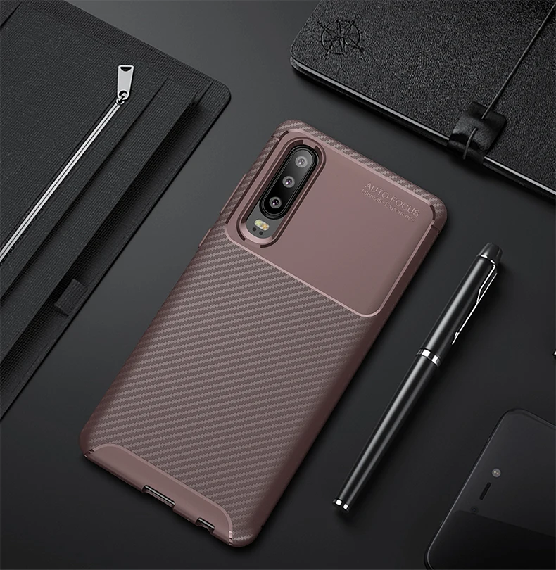 Роскошный чехол для Huawei P30 Pro мягкий силиконовый защитный из углеродного волокна