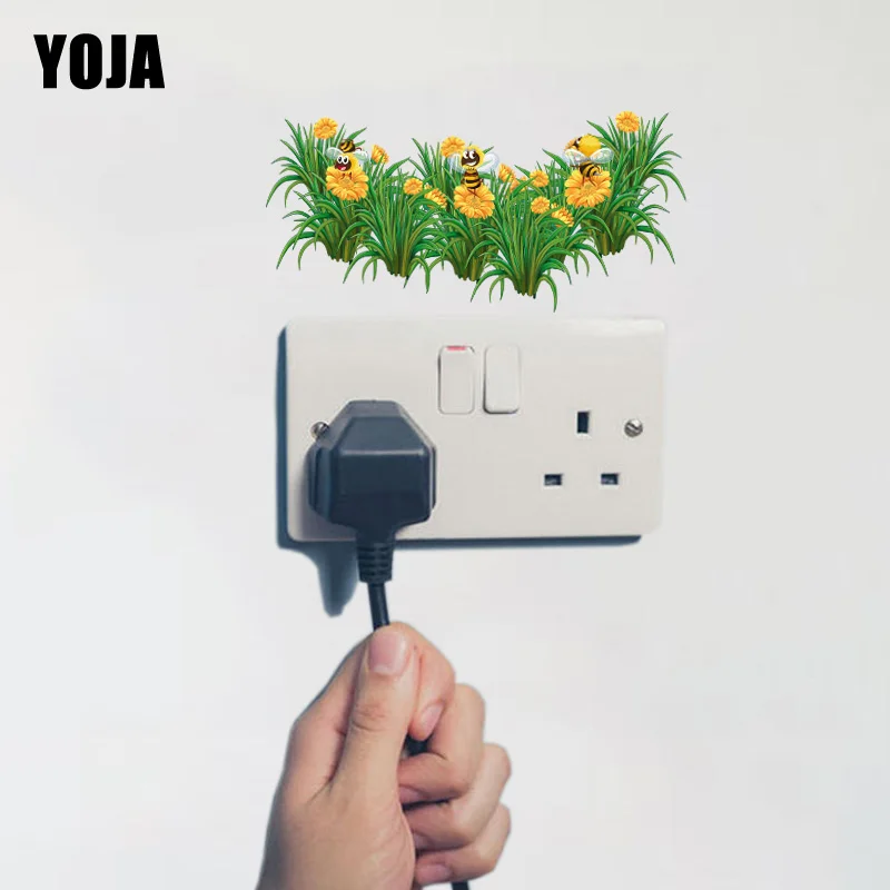 YOJA забавные пчелы с цветком наклейка на стену переключатель из ПВХ домашний
