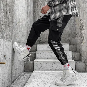 2020 хип-хоп мужские модные джоггеры Kpop повседневные брюки-карго обтягивающие спортивные штаны уличная Harajuku полосатые брюки Корейская одежда