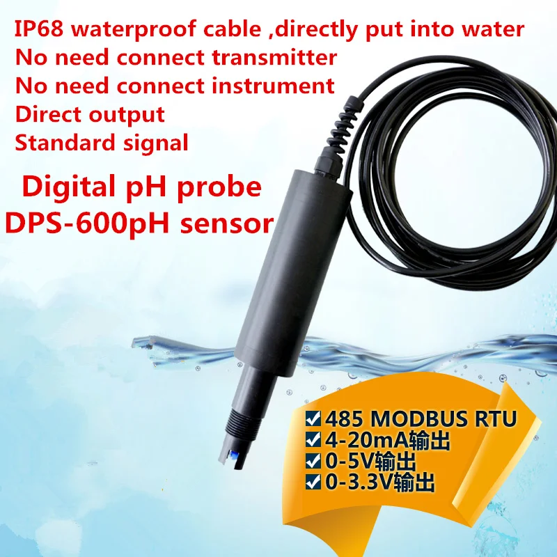 24VDC DPS 600pH датчик pH электрод MODBUS485/4 20mA/0 5VpH значения цифровой рН и измерение
