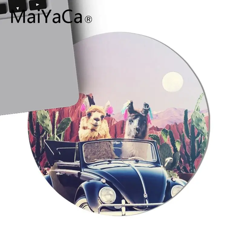 

MaiYaCa Vintage Cool Llama Gamer Speed Mice Retail Small Rubber Round Mousepad DIY Customized Personal gaming Mouse Pad