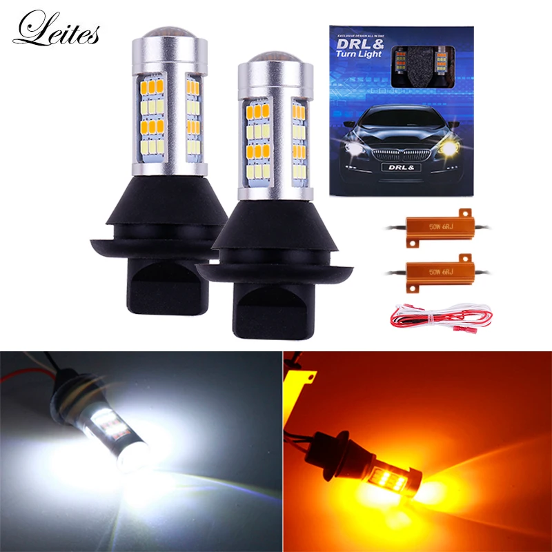 2x Canbus светодиодный 1156 BA15S BAU15S P21W PY21W светодиодный 42SMD T20 7440 W21W Светодиодный точечный луч с резисторами автомобиля поворотник двойной режим DRL