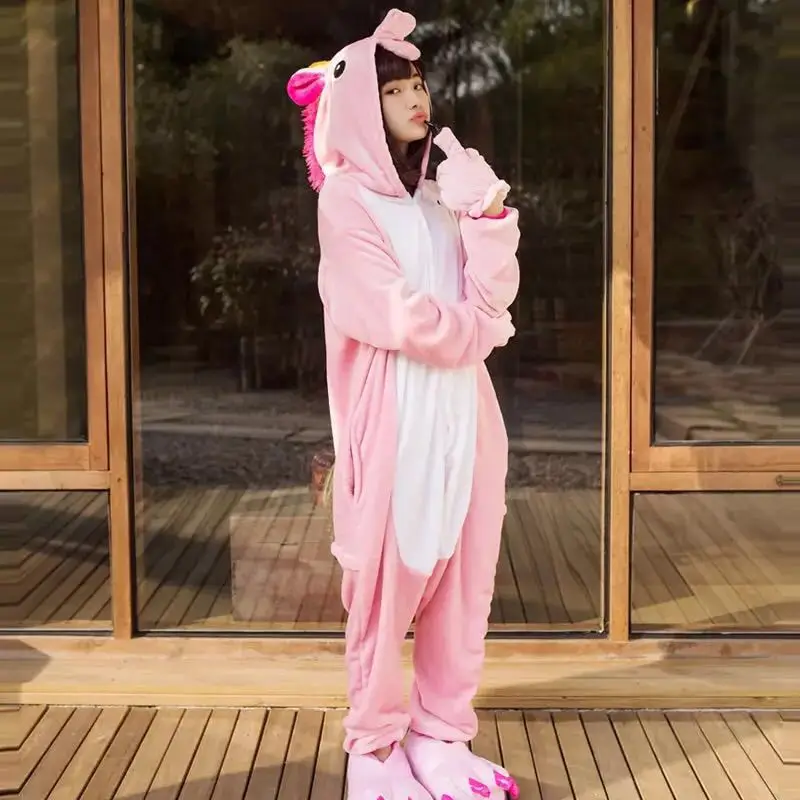 2019 Unicorn Pajamas onesie Women Kugurumi panda Winter Flannel Pajama Kigurumi adult Nightie Stitch unicornio Sleepwear Overall |
