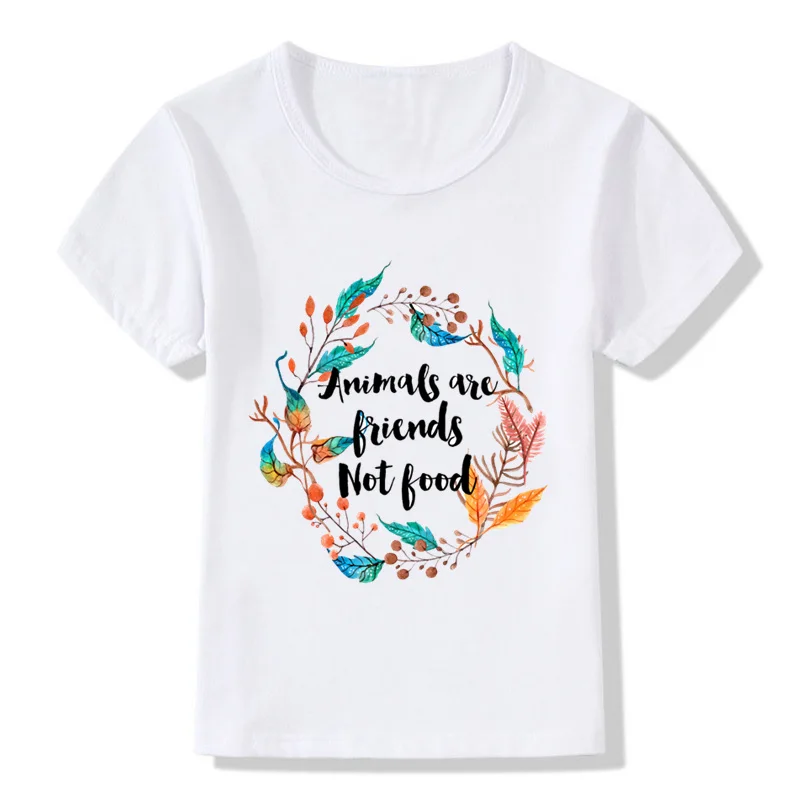 Animals Are Friends Not Food Design/Детские Забавные футболки топы для маленьких мальчиков и