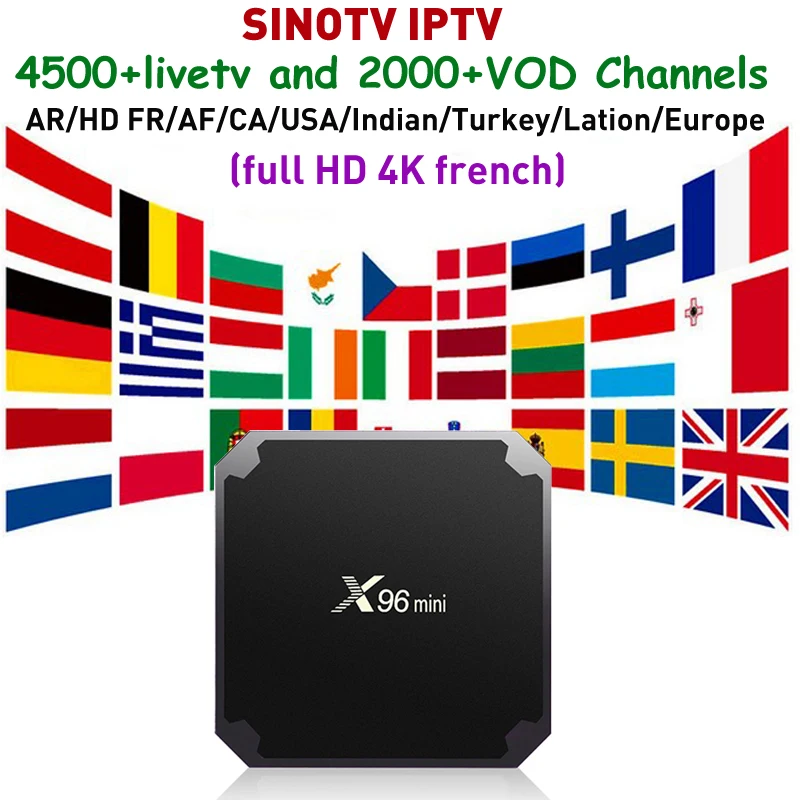 X96 Мини Смарт ТВ приставка с 1 год 4 к HD Франция IP tv подписка SINO tv Отт приложение для арабский Канада США Lation Европа Iran channel