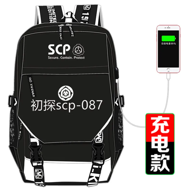 SCP, специальные процедуры удержания, школьная сумка, рюкзак с принтом, usb зарядка, рюкзак для ноутбука, холщовые дорожные сумки - Цвет: D