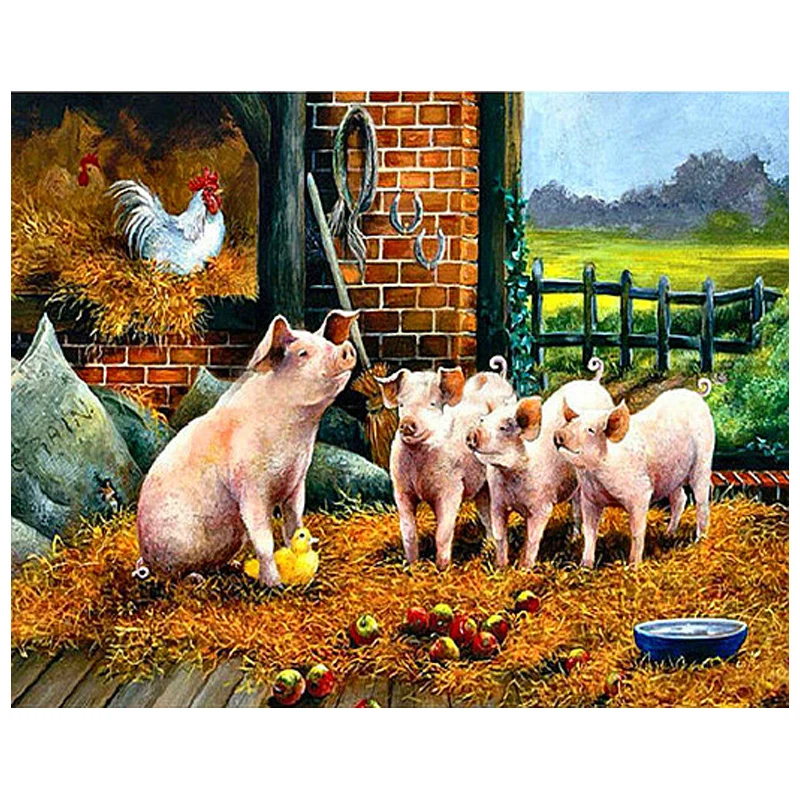 Животное алмаз живопись ферма Птицы Свинья вышивка крестиком Алмаз Мозаика