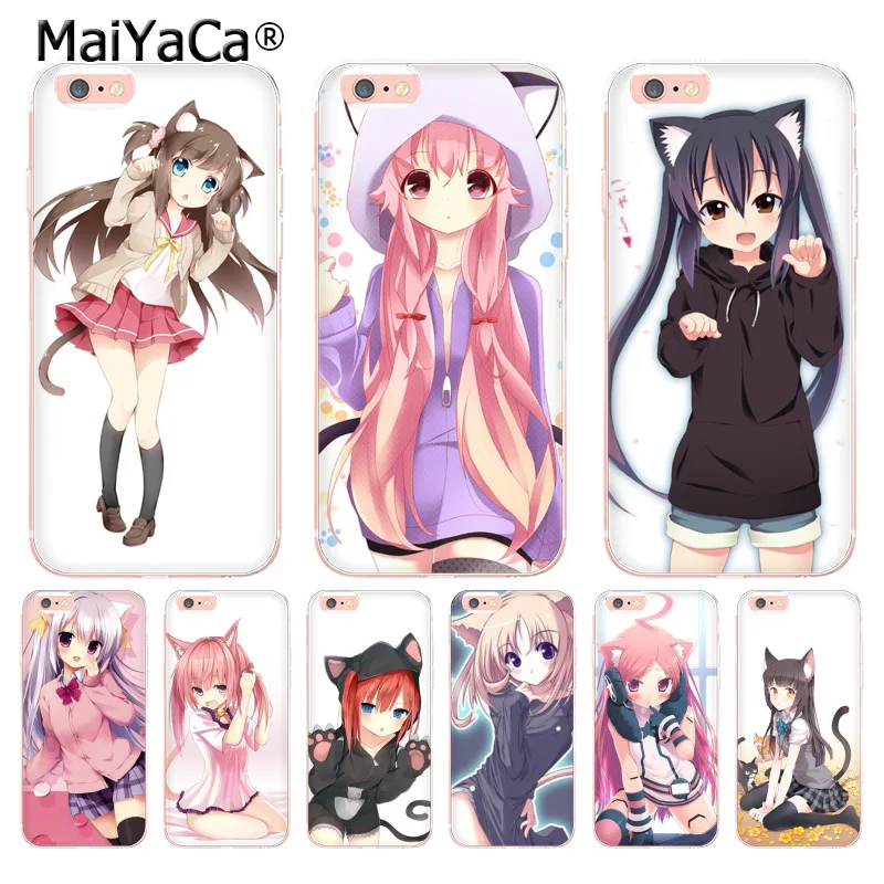 MaiYaCa сексуальный мультяшный аниме kawaii Девушка кошка пейзаж Мягкий ТПУ чехол для телефона для iPhone X XS MAX XR 6 6s 7plus 8Plus 5S 5C Чехол