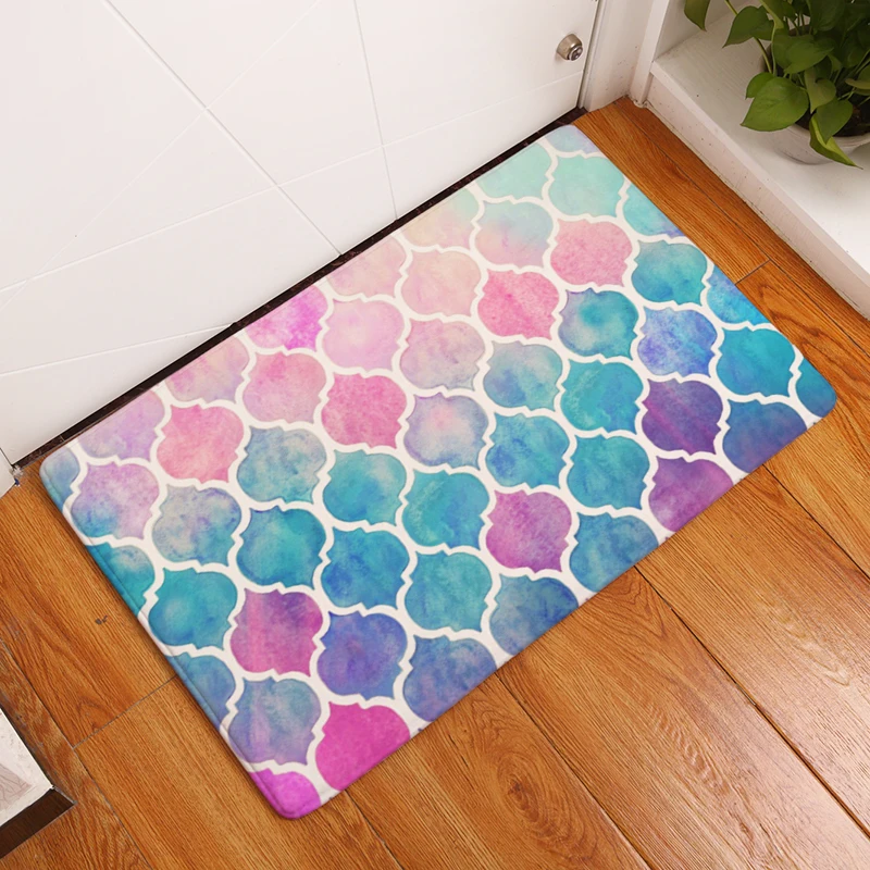 Противоскользящие модные ковры Цветные коврики с геометрическим принтом для