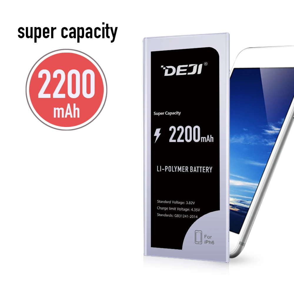 2018 DEJI оригинальный литий ионный Прохладный Сменный аккумулятор для iPhone 6/г 2200 мАч