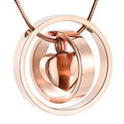 Подвеска из нержавеющей стали с двумя кругами, сердечко Кремация, урна сувенир
