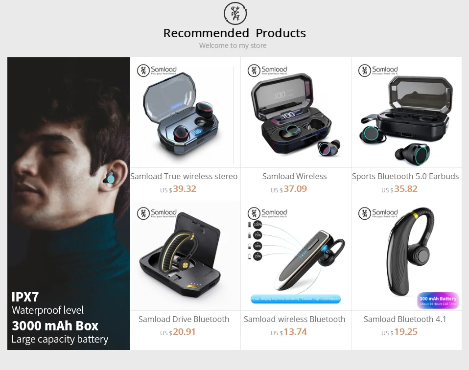 Samload беспроводные наушники Bluetooth 5 Наушники с глубоким басом Handfree с микрофоном 2000 мАч зарядная коробка для iPhone Xiaomi sony гарнитура