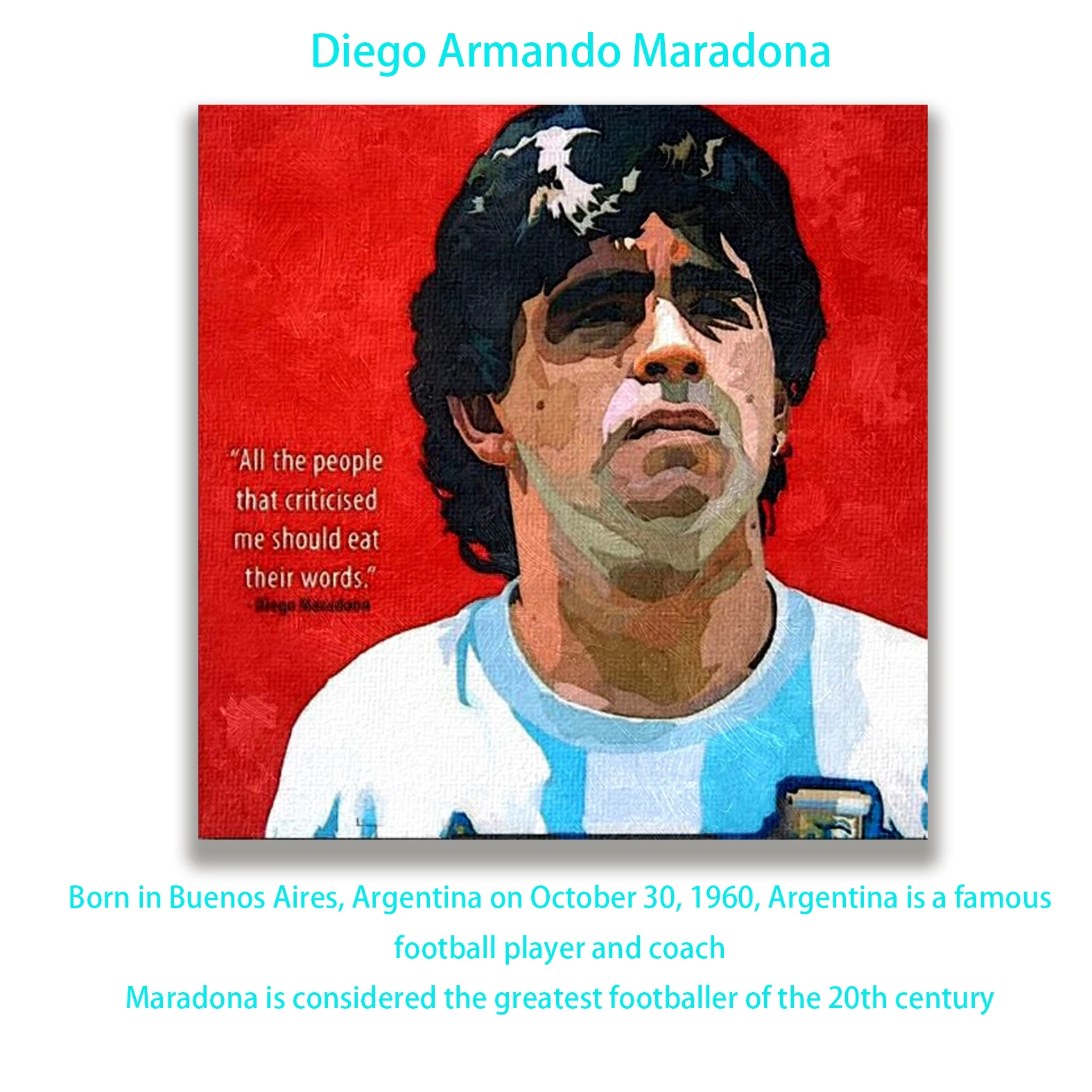 Картина маслом футбольная спортивная звезда Diego Armando Maradona Декоративные Картины