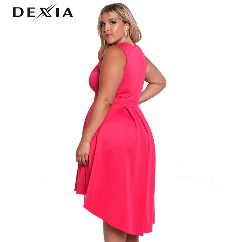 DEXIA Solid Sleeveless V Neck Dress Women 2017 Summer Loose Plus Size Party Dresses Sexy Female Elegant Vestidos Mujer LSD170119 | Женская