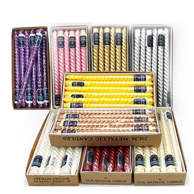 12 шт длинные резьбовые свечи яркие разноцветные Свадебные для дня рождения без