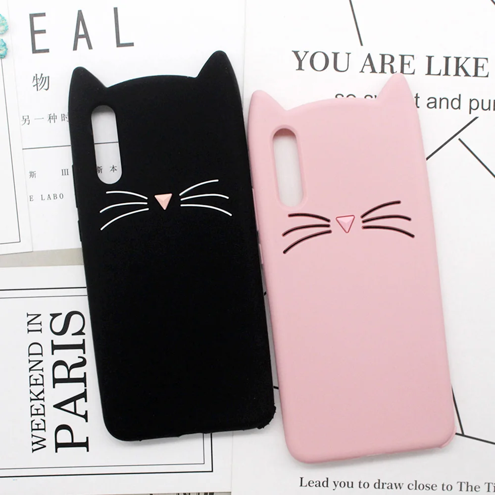 Original Fashion 3D Cute Silicon For Huawei P20 Lite Case Cover Beard Cat Cases P8 P9 lite 2017 Y7 Prime P10 Pro |