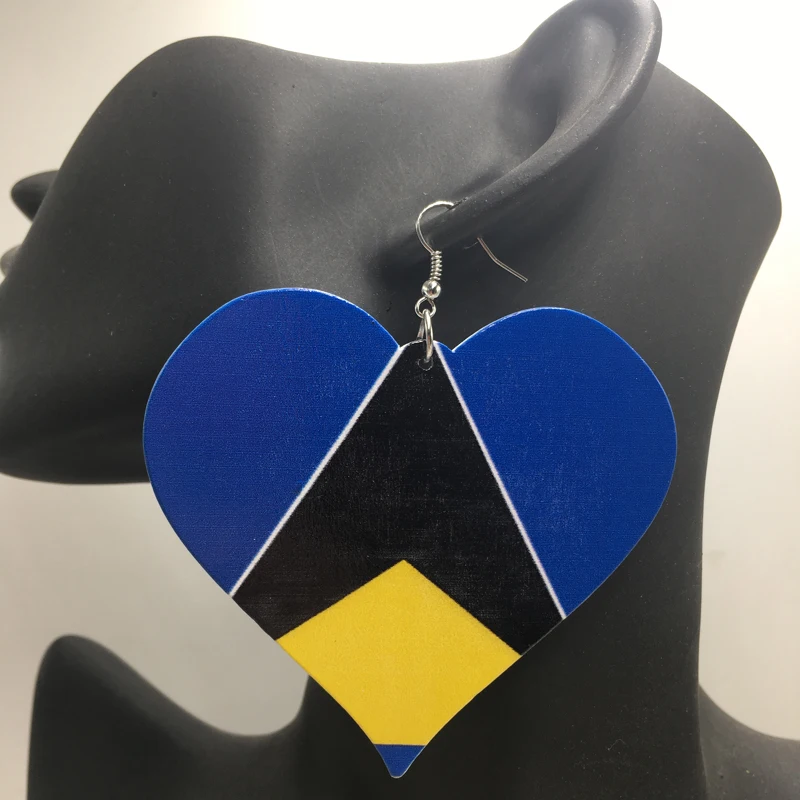 Бесплатная доставка! Деревянные серьги в форме сердца с принтом|wooden earrings|earrings free