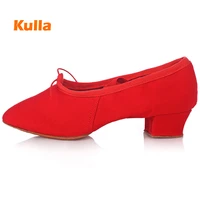 red women ballet shoes for dancing canvas practice girls dance slippers jazz dancing shoes low heel teacher ballroom dance shoes