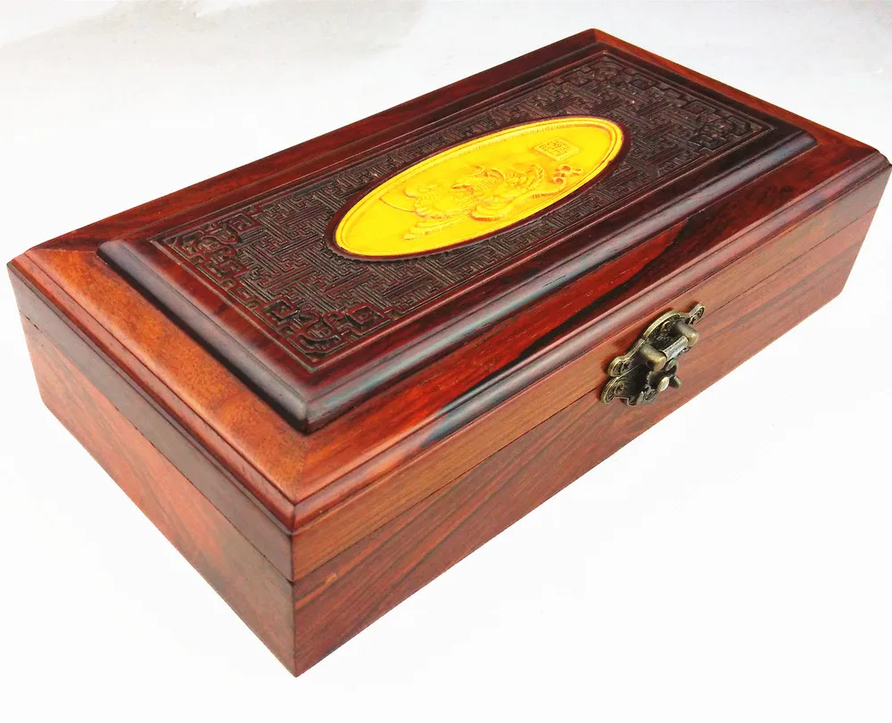 

Rosewood carved jewelry box Zhi tenon boxwood inlay red wood crafts home gifts Decoration