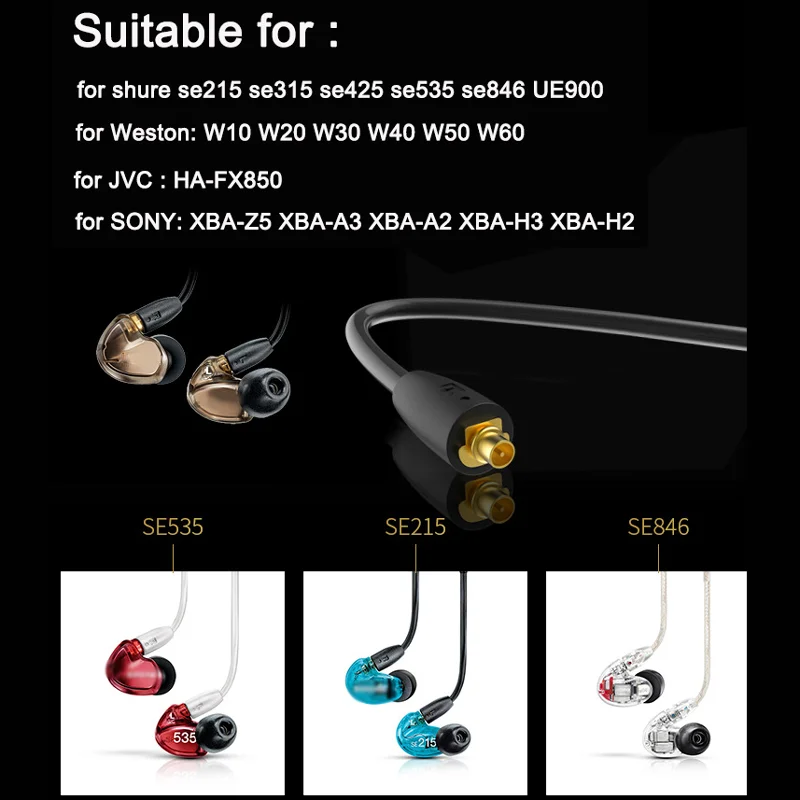 Обновленный кабель HIFI MMCX для Shure SE215 SE535 SE846 SE425 ue900 наушники кабели 3 5 мм с