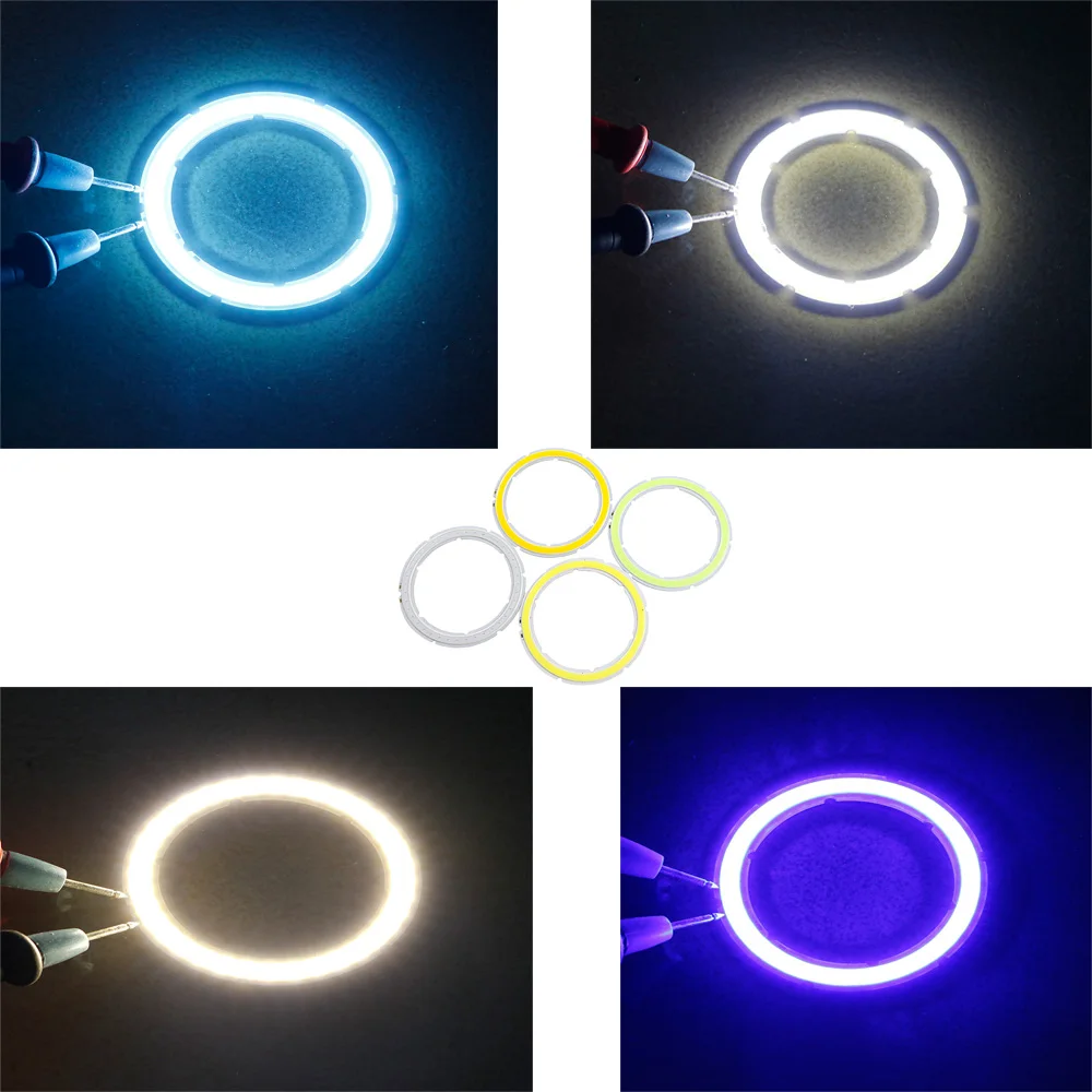 

2PCS COB Headlight Led Source Light Auto Halo Rings Angel Eyes DC 12V-14V 65MM Drl Led Motorcycle Car Accessories Q