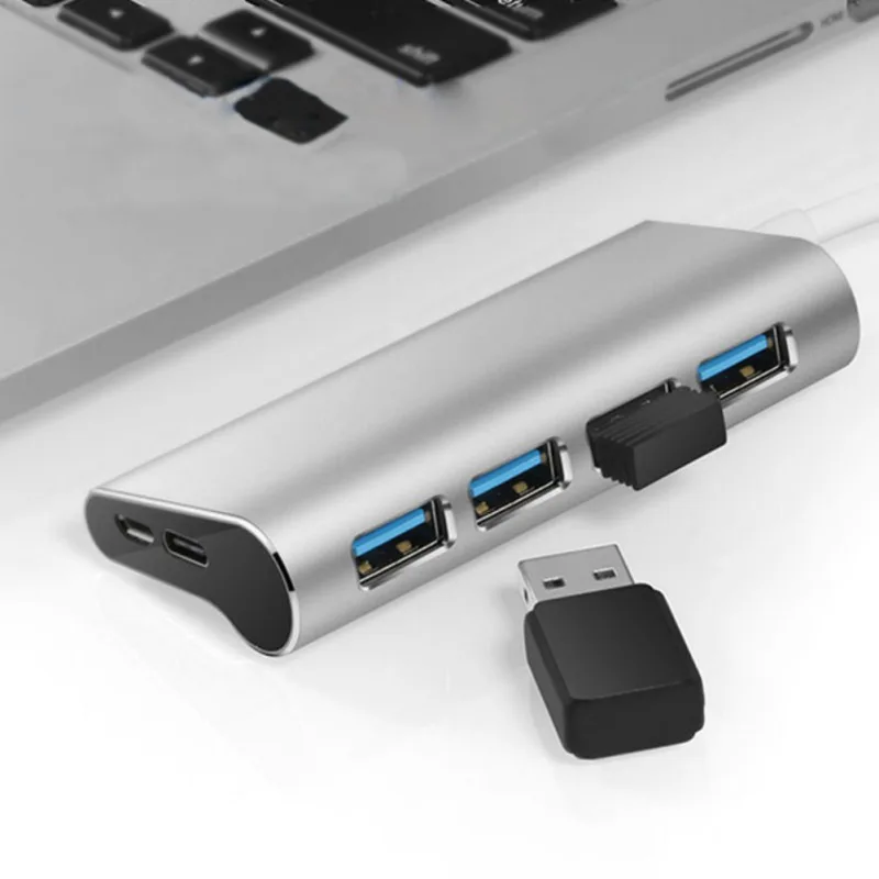 Высокоскоростной 4-портовый концентратор USB 2 0 с Type C на 4K HDMI адаптер 3 0/7/8