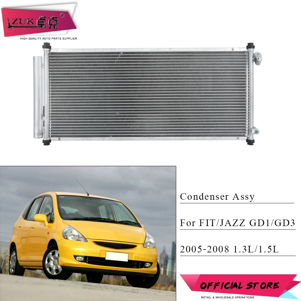 ZUK AC конденсатор кондиционера в сборе запасные части для HONDA FIT Джаз GD1 GD3 1.3L 1.5L 2005 2006 2007 2008 OE#80110-SAA-013