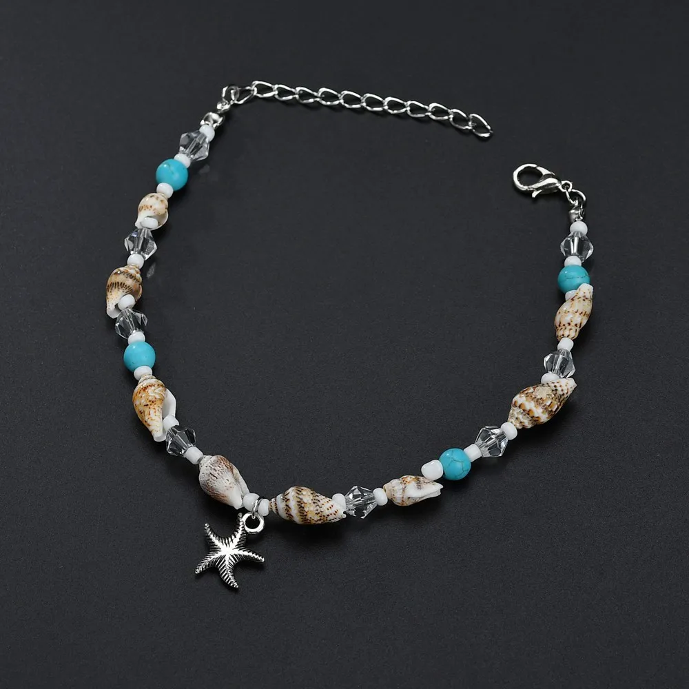 Браслет на ногу Женский стильная бижутерия анклет с ракушками и морскими