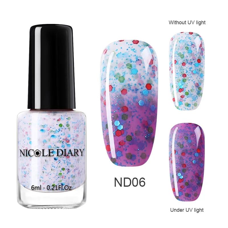 ND06 NICOLE DIARY 6 мл Отшелушивающий лак для ногтей, чувствительный к солнечному свету, меняющий цвет, лак для ногтей, цветной лак для маникюра, лак для ногтей - Цвет: ND06