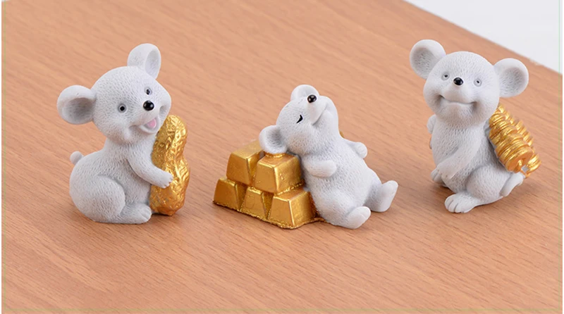 Миниатюрная фигурка Fortune mouse, сказочный мини-сад, украшение для дома, офиса, гостиной, современные аксессуары, животные, смола, Декор