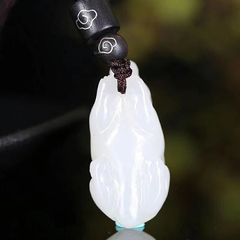 Wholesale Fine Xinjiang Hetian White Natural Stone Pendants Carving Rabbit Pendant Necklace Rope Women Men JoursNeige Jewelry | Украшения и