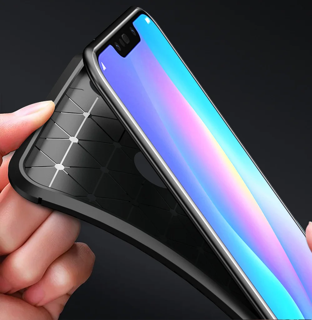 Мягкий силиконовый чехол-бампер для Huawei P Smart Plus + INE-LX1 INE-LX2 из углеродного волокна |