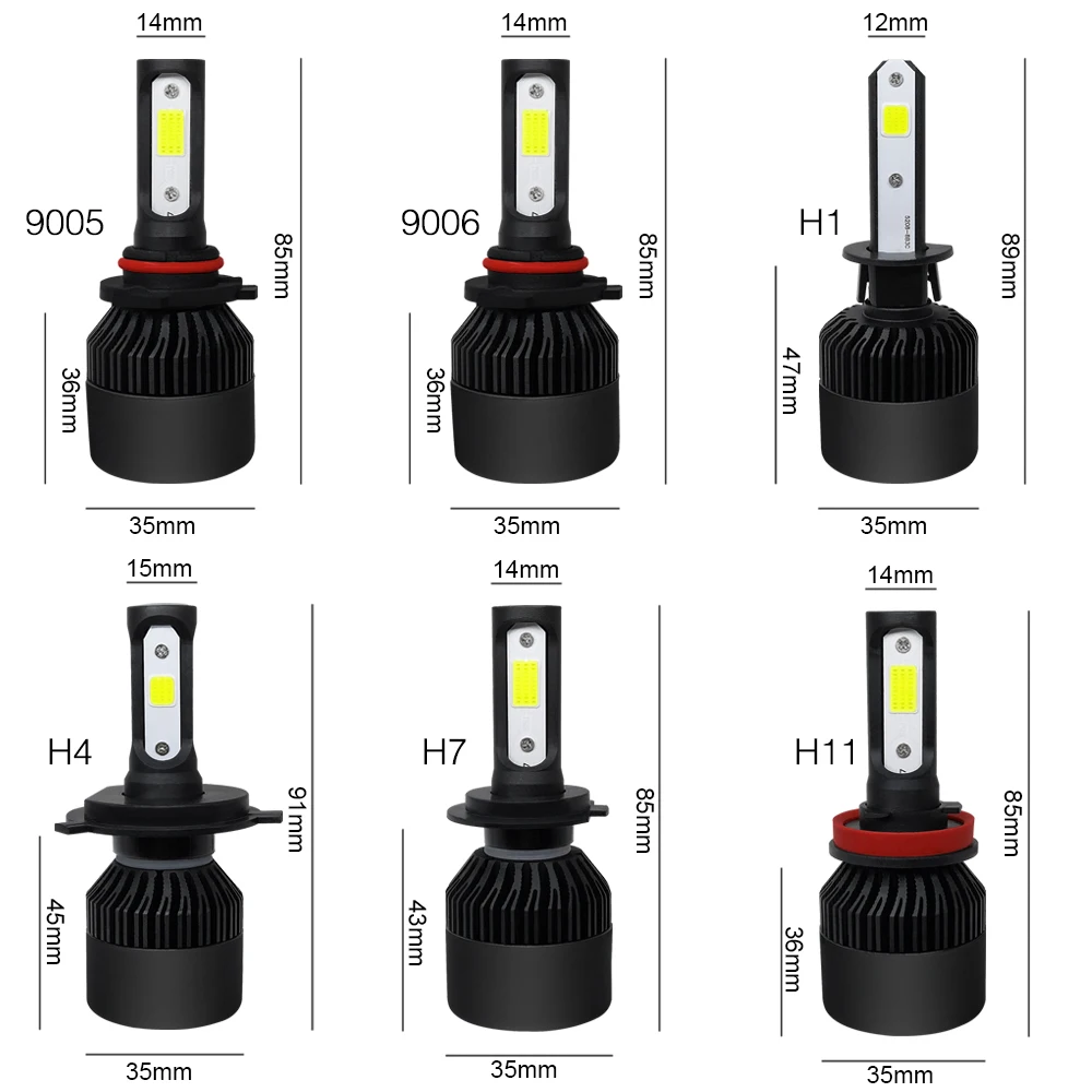 Anmingpu 2x Авто S2 лампы 72 W 8000LM H4 H7 светодиодный H3 H1 9005/HB3 9006/HB4 H8 H9 H11 туман свет