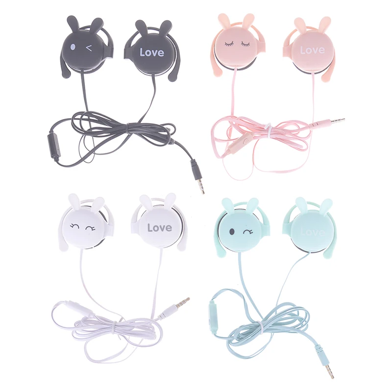 Проводные наушники с заячьими ушками спортивные для бега стерео Детская