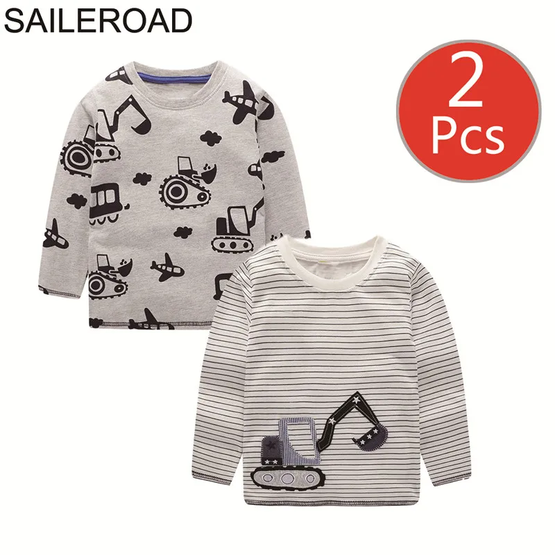 SAILEROAD 2 Шт. Мальчики Рубашки С Длинным Рукавом Хлопок Животных Печати Девушки для