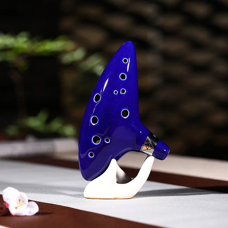 Классический синий музыкальный инструмент Ocarina Alto C с 12 отверстиями яркая