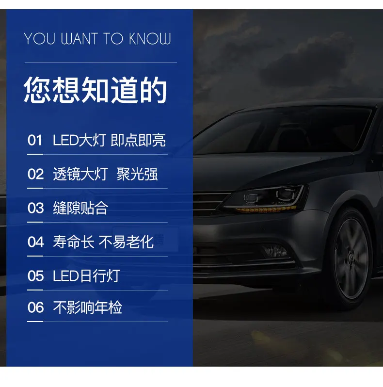 D-YL автомобильный Стайлинг для VW JETTA 2012- головной светильник s VW MK6 светодиодные фары DRL+ дальнего света светодиодный+ светильник динамический сигнал поворота ксенон