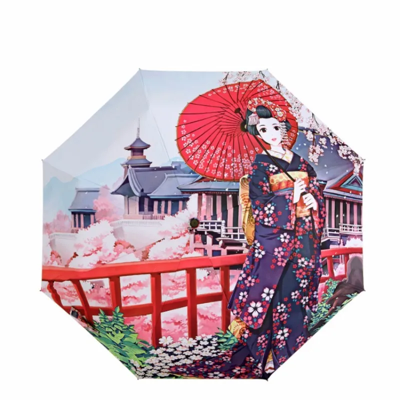 Кимоно Geisha японский зонт от солнца складной с тремя предметами искусства для