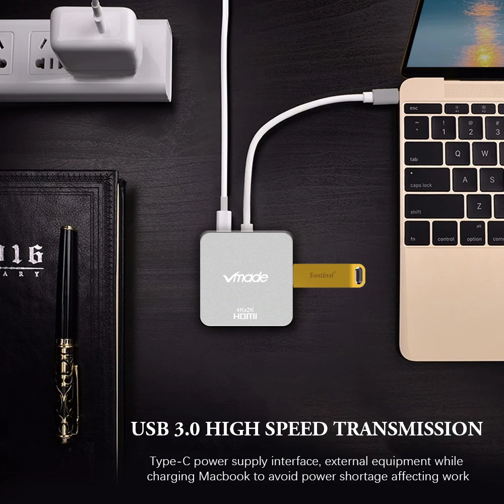 Type C 4 в 1 Thunderbolt 3 концентратор USB type C к HDMI 4K адаптер USB-C концентратор док-станция с тип-c питания для samsung S8 MacBook Pro