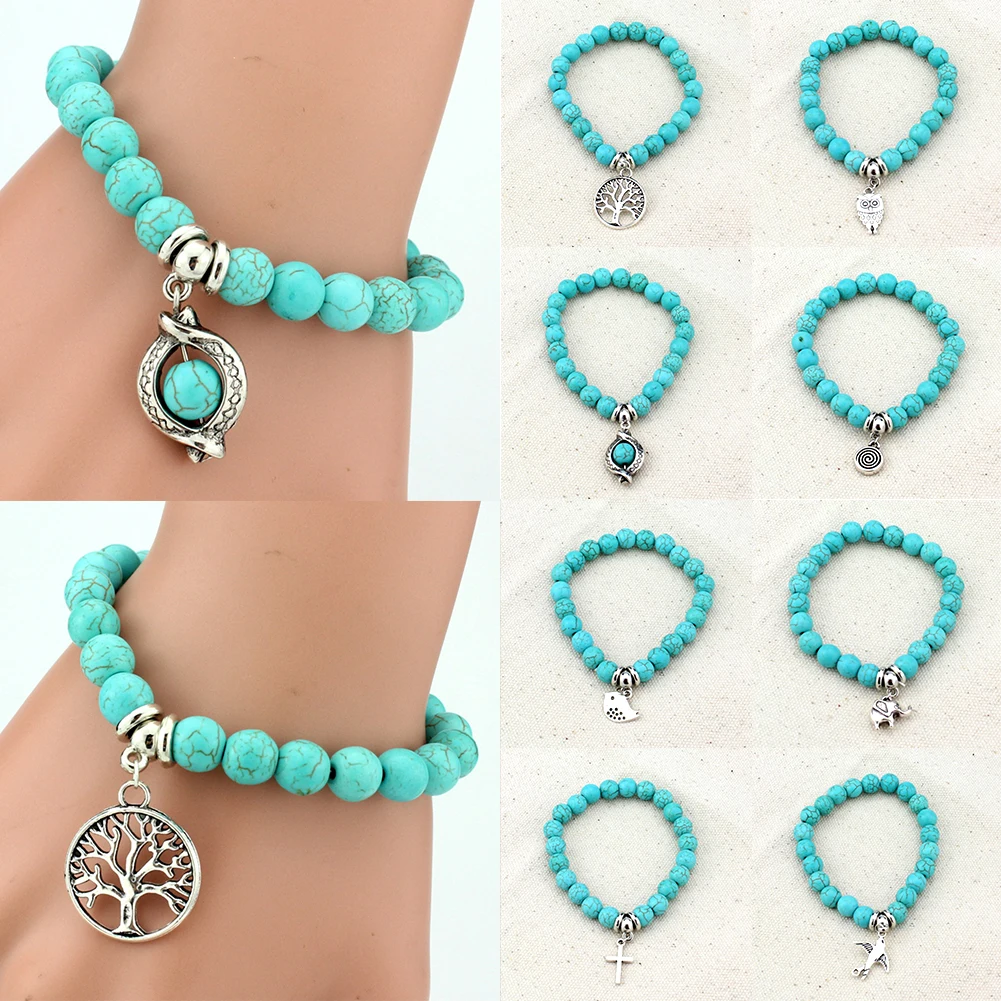 Винтажные браслеты подвеска бохо браслет слоник из натурального камня совы