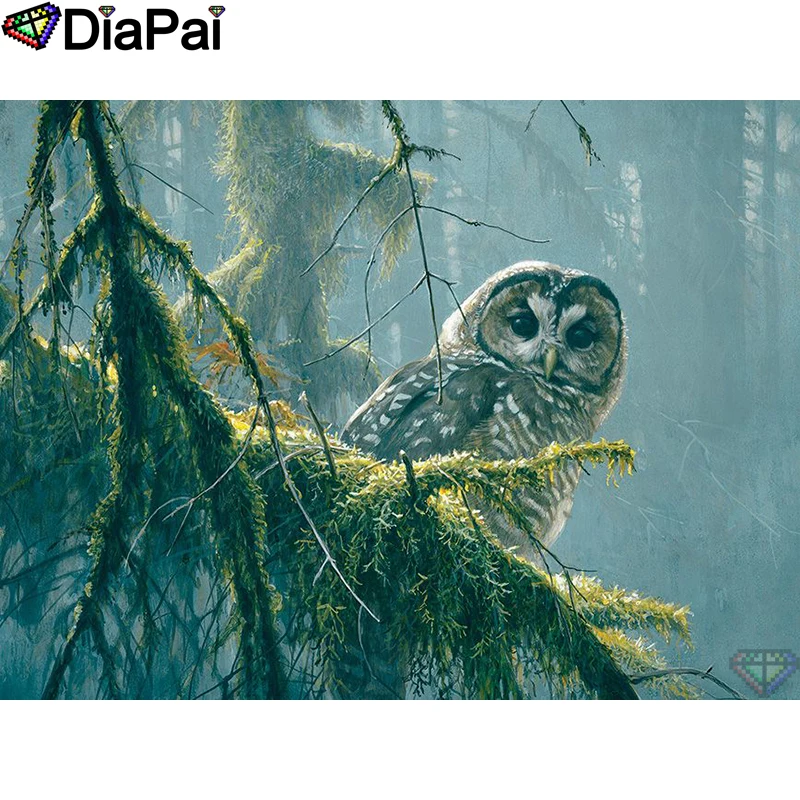

DIAPAI 5D DIY Diamond Painting 100% Full Square/Round Drill "Animal owl tree" Diamond Embroidery Cross Stitch 3D Decor A21477