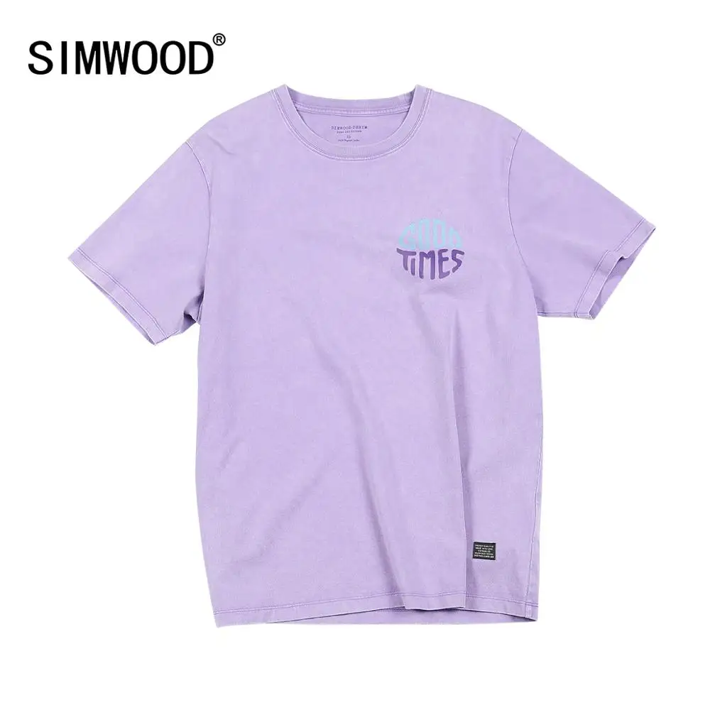 SIMWOOD, летняя новинка, Мужская футболка, Ретро стиль, стирается, хлопок, футболка с буквенным принтом, модная, высокое качество, плюс размер, топы 190132