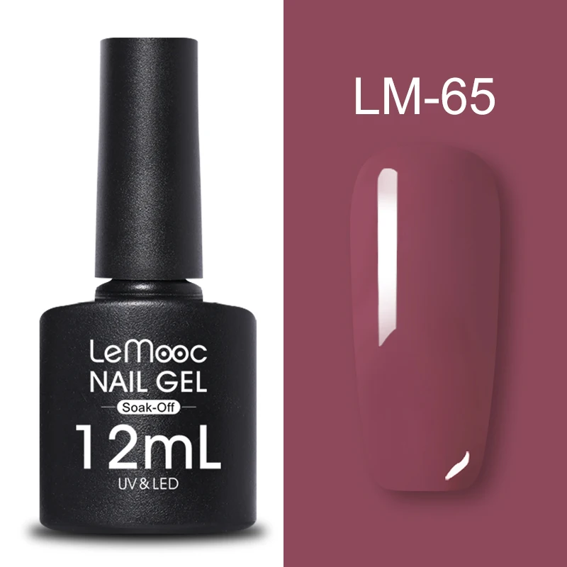 LM-65 LEMOOC, 12 мл, Цветной Гель-лак для ногтей, блестки, блестки, полуперманентный замачиваемый лак, УФ-гель, сделай сам, Гель-лак для ногтей - Цвет: LM-65