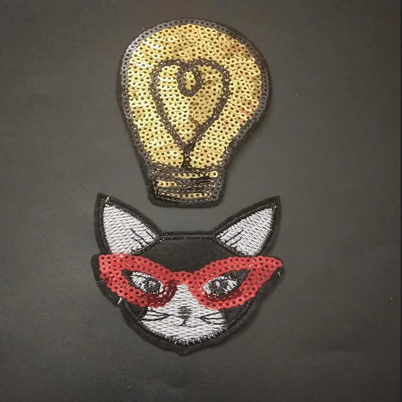 2018 новый цвет кошка легкие блестки Пришивные нашивки для одежды DIY нашивка