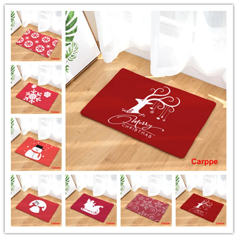 Welcome Floor Mat Christmas Style Printing Flannel Entrance Carpet 40x60cm 50X80CM Kitchen Rug Bathroom Non-Slip Tapete | Дом и сад