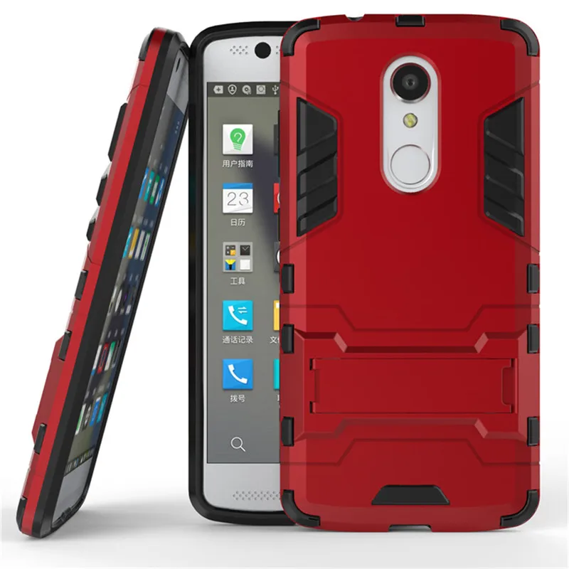 ZTE Axon 7 Mini Case Plastic + Soft Silicone Rubber Armor Stand Full Cover For Axon7 Funda Coque With Phone Holder |